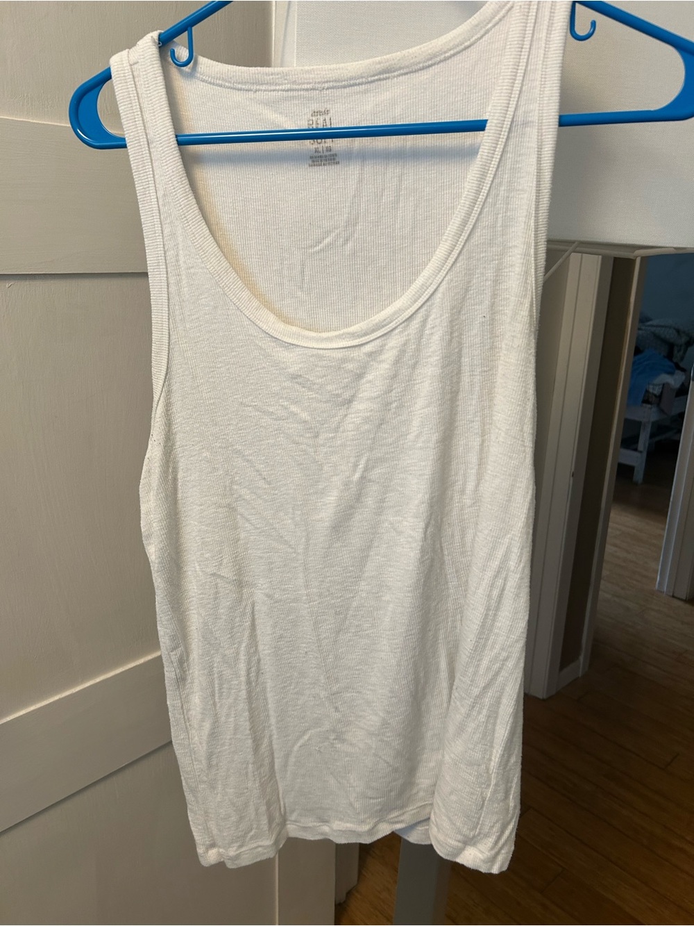 aerie White Ribbed Scoop Neck Tank